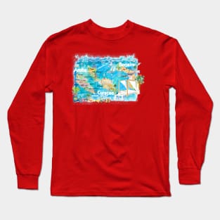 Aruba_Bonaire_Curacao_Illustrated_Travel_Map_with_RoadsXS Long Sleeve T-Shirt